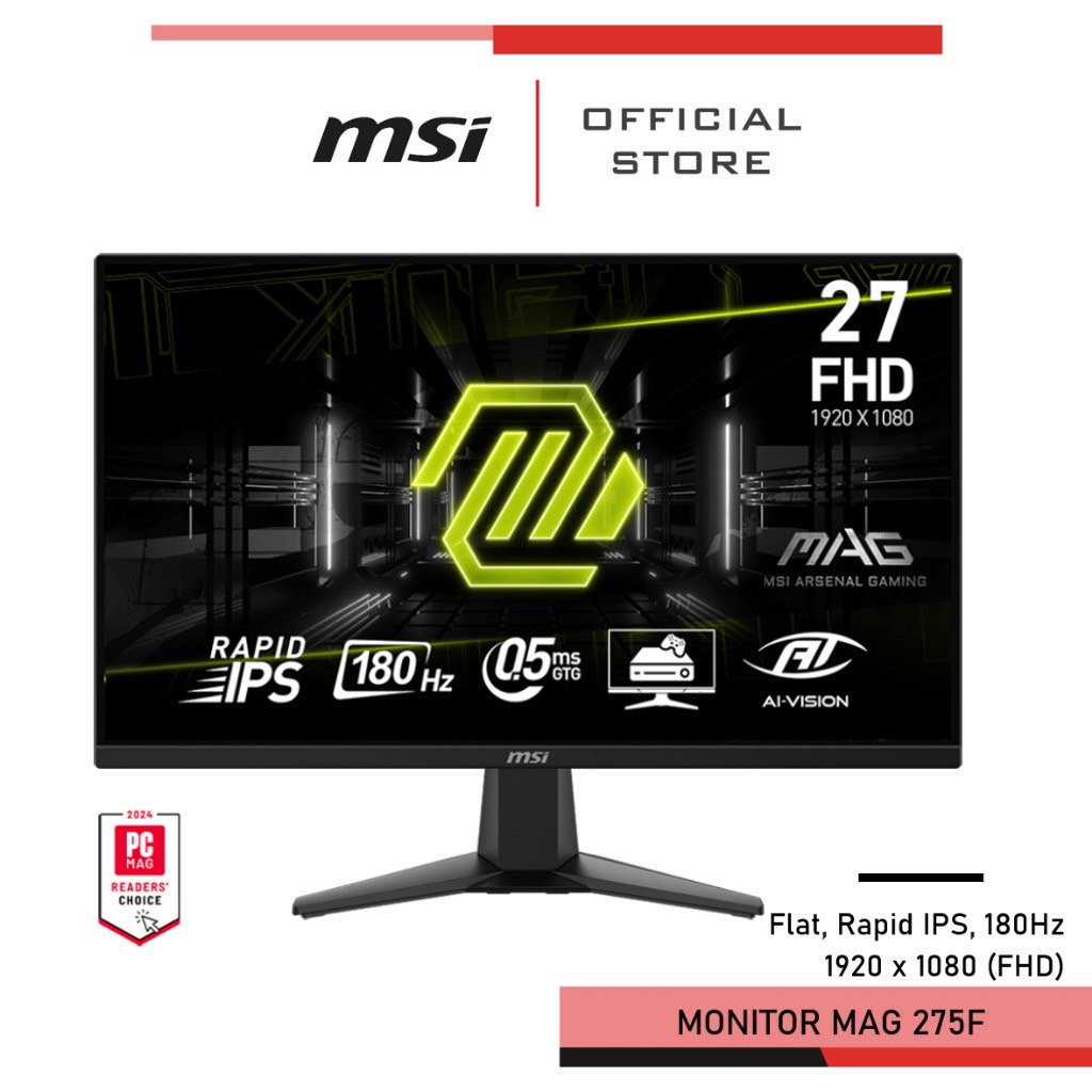 MSI  MAG 275F Monitor จอคอมพิวเตอร์ 27" (68.58cm) Rapid IPS, 180Hz