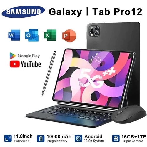 แท็บเล็ต Android Samsung pro12 12.0 5G/Wi-Fi 16GBRAM+1TBROM tablet 10.1 นิ้ว Full HD Dual SIM tablet android รับประกัน