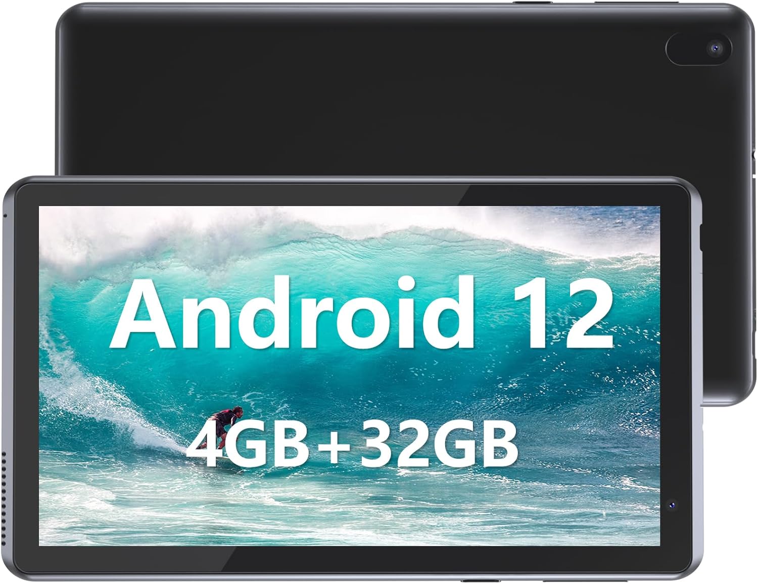 Tablet 7 inch Android 12.0 Tablet, 4GB+32GB ROM (1TB Expand), Quad-Core, WiFi, GMS, Dual Camera, Educational, Games (Black)