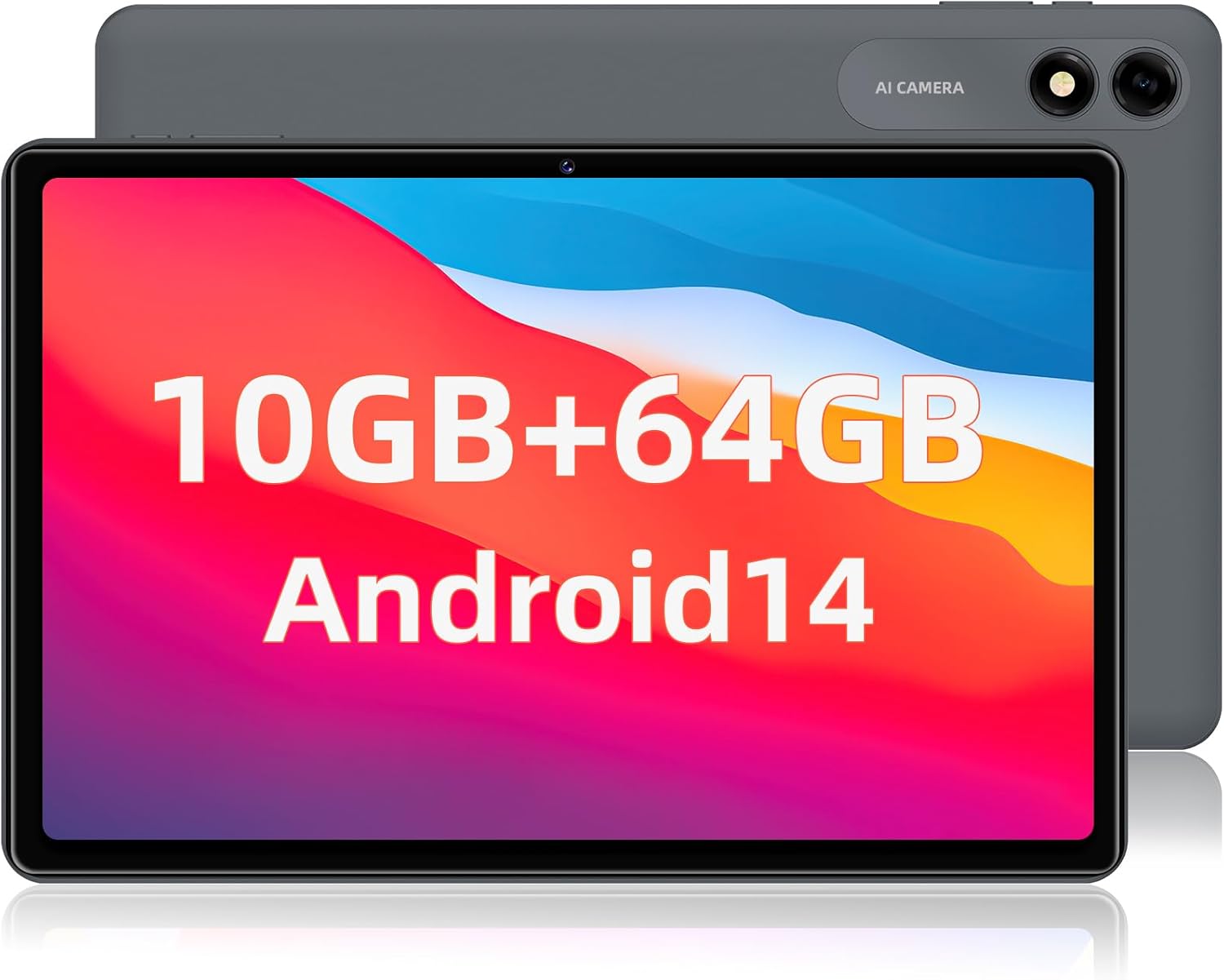 Android 14 Tablet, 10.1 inch Tablets, 10GB RAM + 64GB ROM 1TB Expand, Octa-Core Tablet with GPS, 6000mAh, 1280x800 FHD Display, 5MP+8MP Dual Camera, WiFi, Bluetooth, GPS (Black)