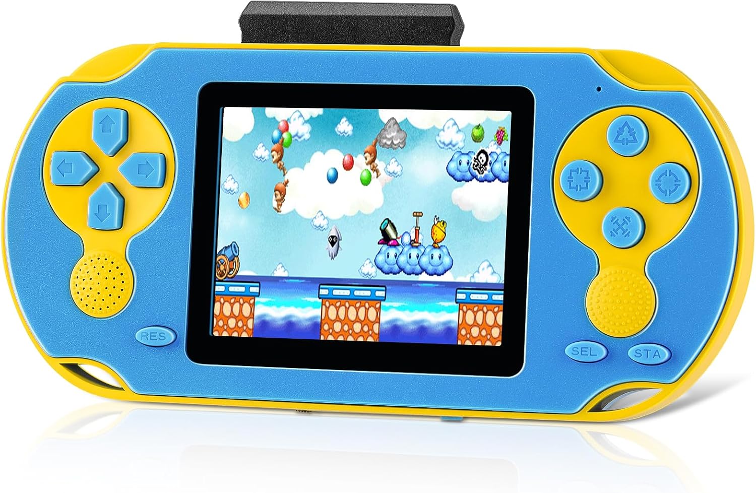 16 Bit Handheld Game Console for Kids, Video Game Console with Built in 230 HD Games, 3.0'' Screen Gaming Consoles with 3 Game Cartridges, Portable Rechargeable Game Console for Ages 4-12 (Blue)
