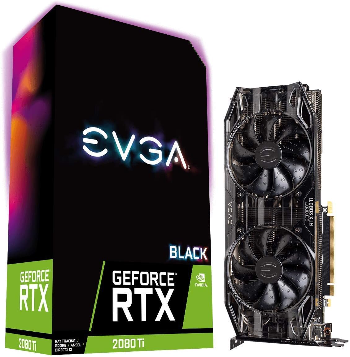 EVGA GeForce RTX 2080 Ti Black Edition Gaming, 11GB GDDR6, Dual HDB Fans & RGB LED Graphics Card 11G-P4-2281-KR (Renewed)
