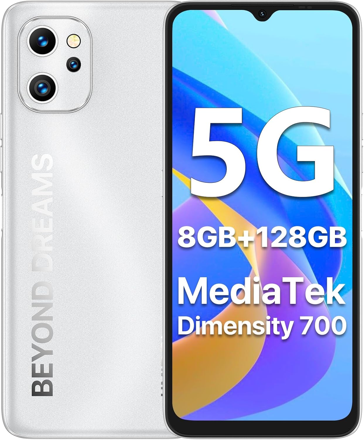 UMIDIGI F3 5G Cell Phone, 8GB/128ROM Smartphone, MediaTek Dimensity 700, 6.7" HD Large Screen, 48MP+16MP+5MP AI Triple Camera, 5150mAh Battery,