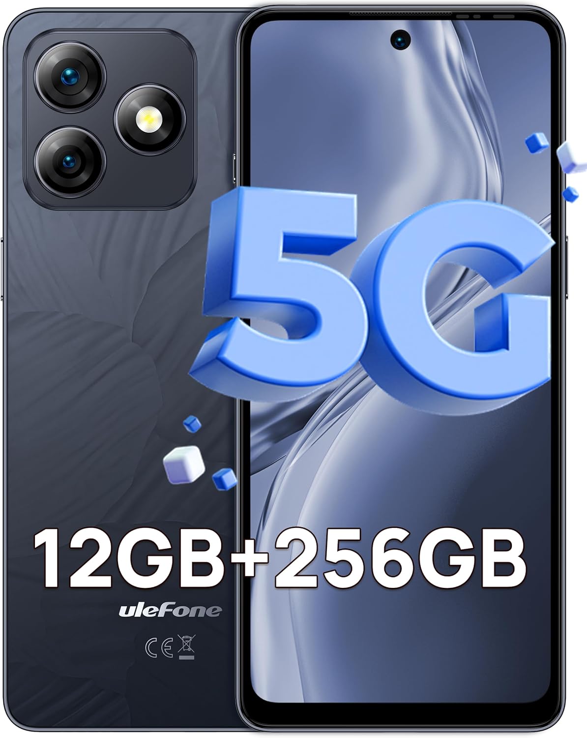Ulefone Note 18 Ultra 5G Unlocked Phone, Up to 12GB RAM, 256GB ROM, MediaTek Dimensity 720, 50MP Dual Cameras, 32MP Front Camera, 6.78” FHD+, 5450mAh, Android 13, Custom Key, NFC Smartphones (Black)