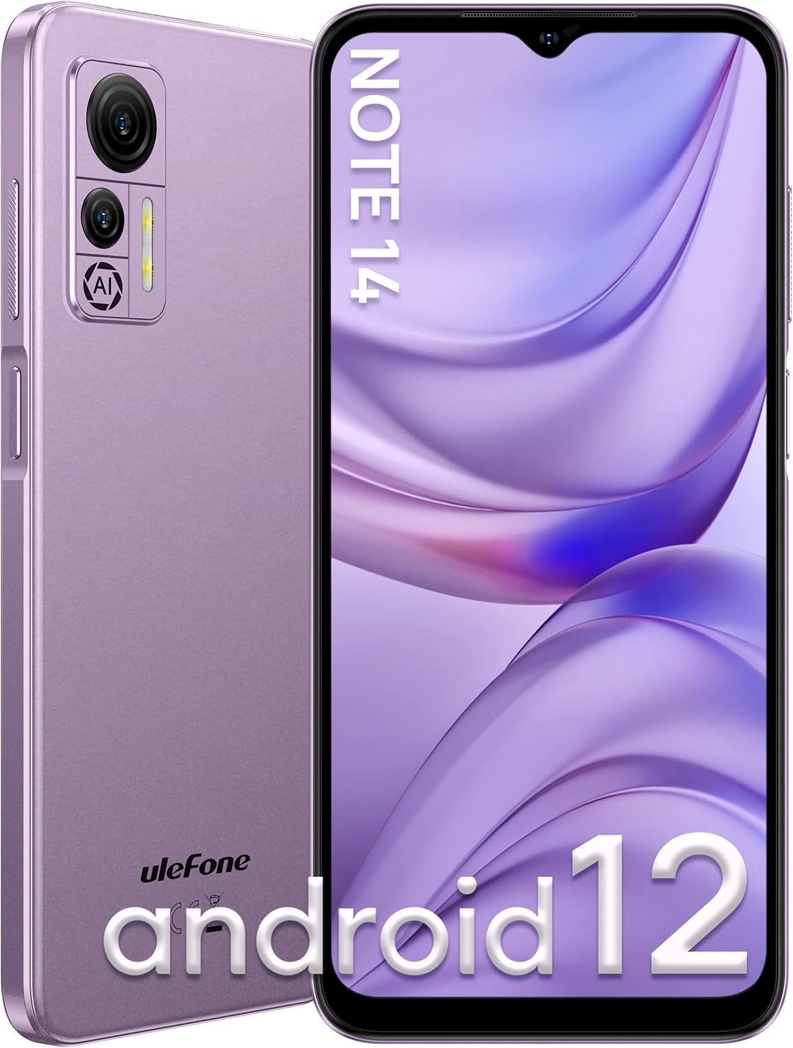 Ulefone Note 14 Unlocked Android Phones - 6.52-inch HD+ Display Android 12 OS 7GB RAM+16GB ROM 4500mAh Battery 8MP+5MP Camera 3-Card Slot T-Mobile Unlocked Smartphone (Purple)