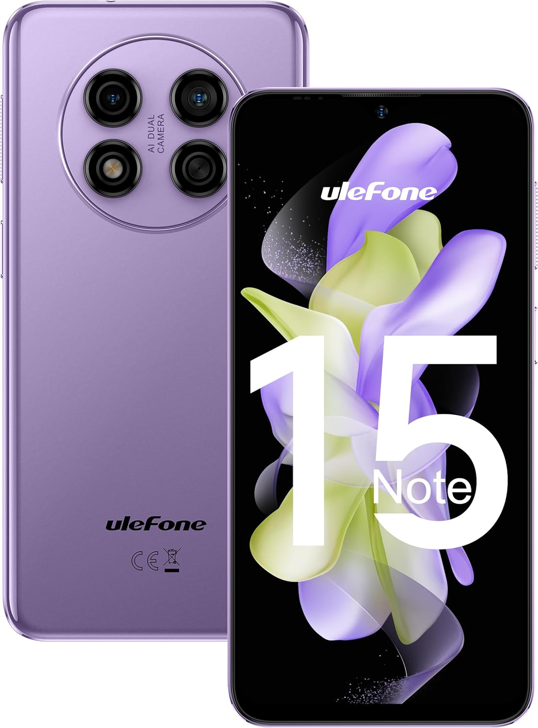 Ulefone Note 15 GSM 3G Unlocked Smartphone, 6.22 inch Display, Android 12 2GB+32GB, All Day Battery, 3-Card Slots, Dual SIM Unlocked Cell Phones, 8MP+5MP Camera, GPS/Face Recognition - Purple