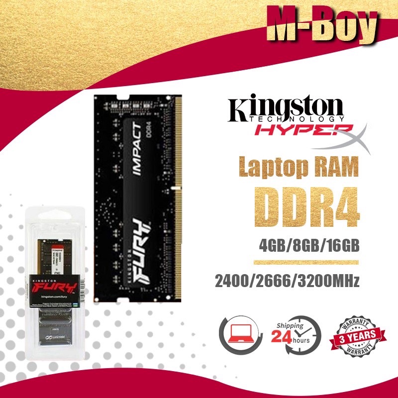Kingston Fury 4GB/8GB/16GB Laptop RAM DDR4 2400/2666/3200MHZ SODIMM For notebook