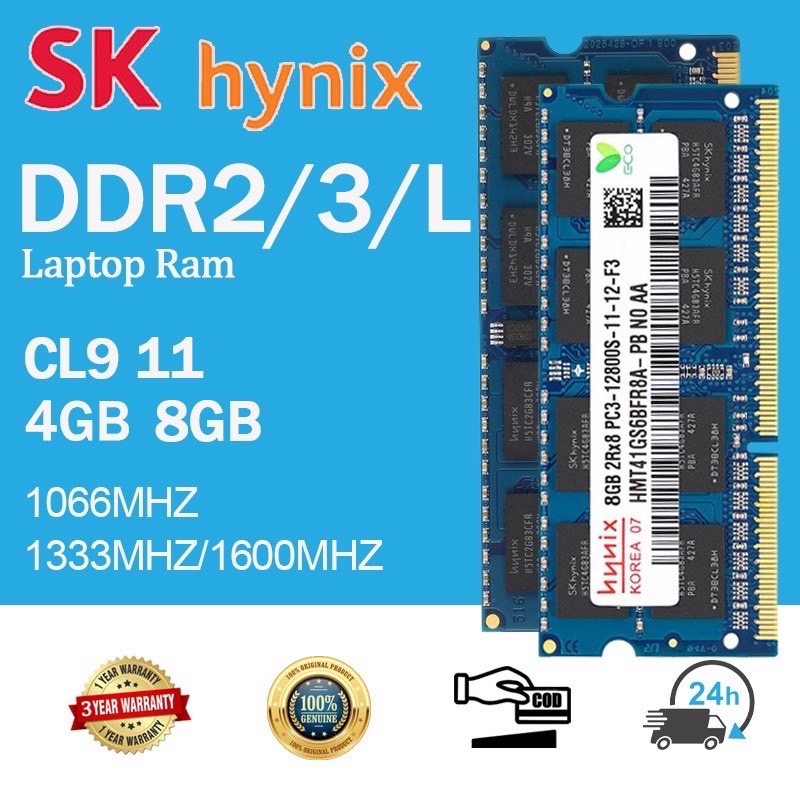 Hynix 2GB 4GB 8GB RAM DDR2 DDR3 DDR3L 667Mhz 800Mhz 1066Mhz 1333Mhz 1600MHz Memory PC3 12800S 10600S 204PIN laptop RAM FOR Notebook