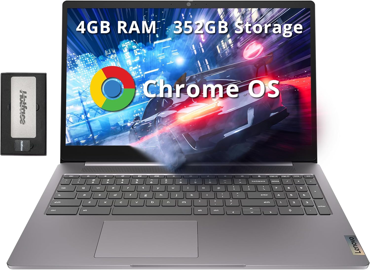 Lenovo Ideapad 3 15.6" FHD Chromebook, Intel Celeron N4500, 4GB RAM, 352GB Storage (64GB SSD+288GB Docking Station Set), Intel UHD Graphics, Full Size Keyboard, Chrome OS, Artic Gray