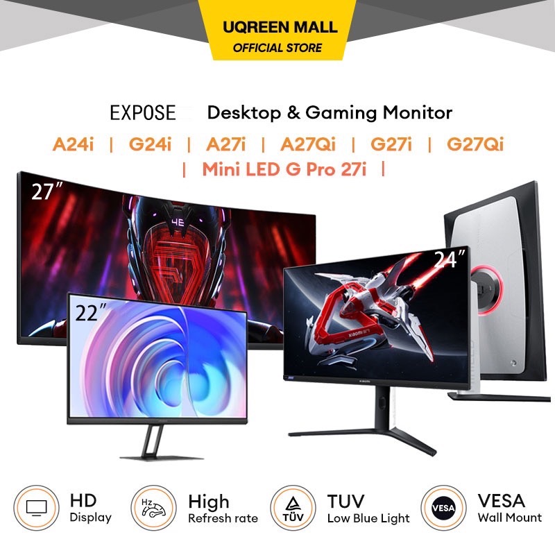 จอคอมพิวเตอร์ 27 นิ้ว 165hz จอคอม monitor 24 นิ้ว จอคอมพิวเตอร์ 2K จอโค้ง IPS 1MS เต็มจอไร้ขอบ