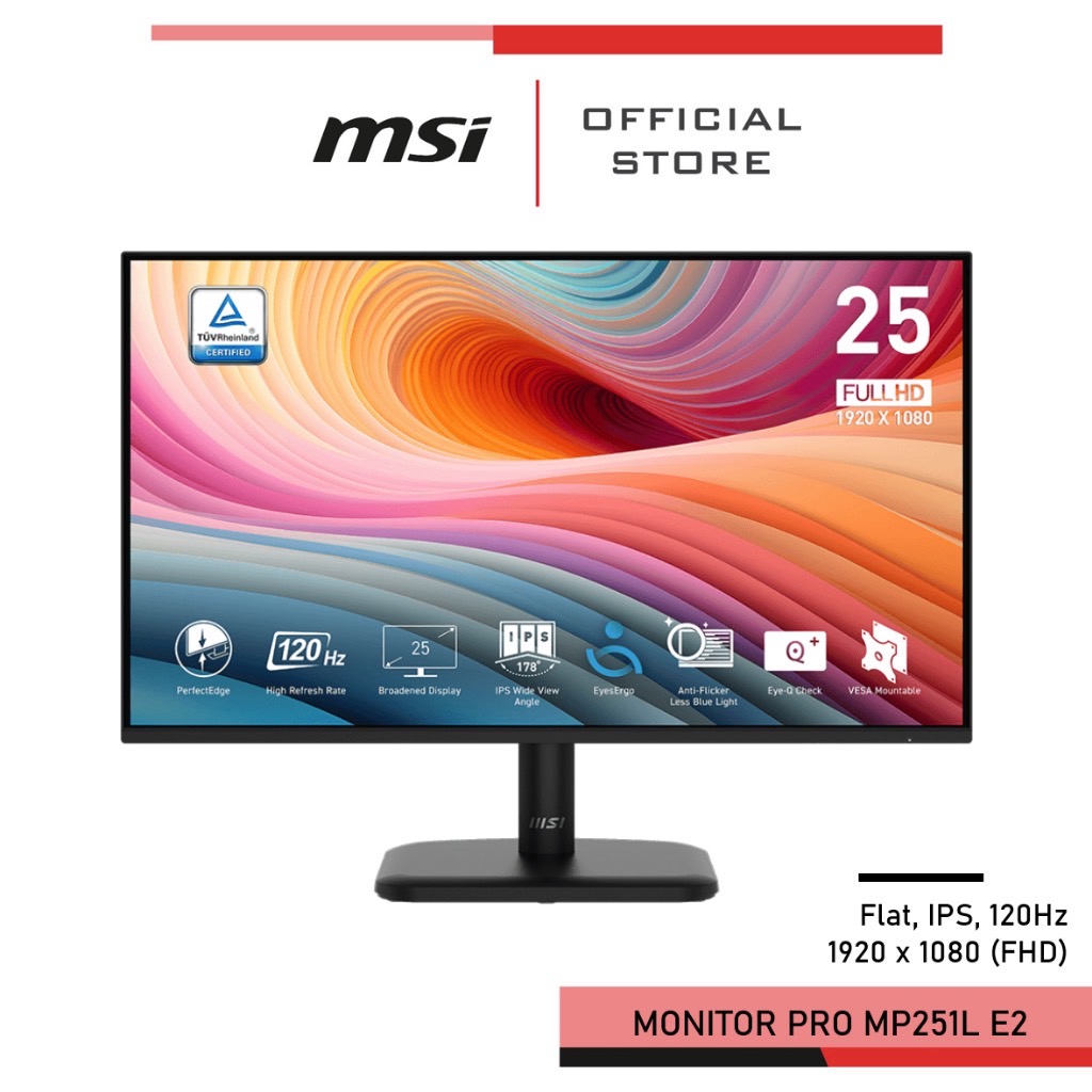 MSI PRO MP251L E2 Monitor จอคอมพิวเตอร์ 24.5" 1920 x 1080 (FHD) IPS 120HZ