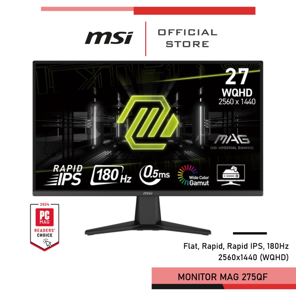 [Pre-Order] MSI MAG 275QF Monitor จอคอมพิวเตอร์ 27" Rapid IPS 2560x1440 (WQHD)