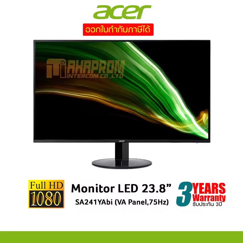 จอมอนิเตอร์ Acer LED 23.8 SA241YA (VA, 75Hz) UM.QS1ST.A01 ของใหม่ สินค้ามีประกัน