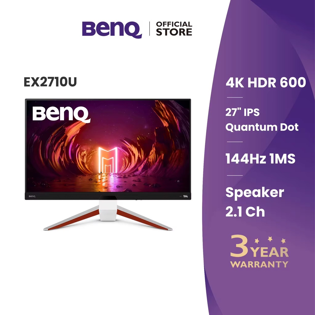 BenQ MOBIUZ EX2710U 27" 4K UHD 144Hz 1ms MPRT IPS HDRi Gaming Monitor (จอเกมมิ่ง 144hz, monitor 27 นิ้ว 4k)
