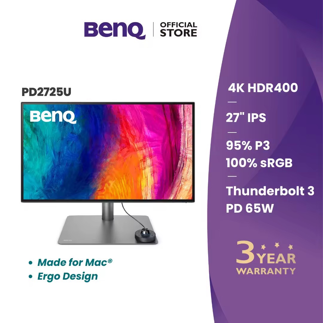 BenQ PD2725U 27นิ้ว 4K 100% sRGB Thunderbolt 3 Mac-Ready Designer Monitor (จอคอมงานกราฟฟิค, จอมอนิเตอร์ 4k 27นิ้ว)