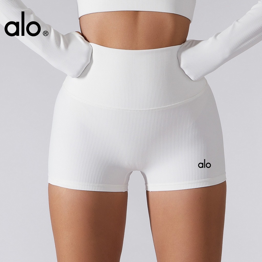 alo yoga  กางเกงขาสั้นโยคะ, กางเกงขาสั้นโยคะสำหรับผู้หญิง, กางเกงรัดรูปยกสะโพกเอวสูง, กางเกงร้อนสามจุด, วิ่งฟิตเนสแห้งเร็วระบายอากาศได้ดี