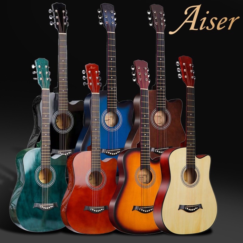 Aiser กีต้าร์ 38 นิ้ว กีต้าร์โปร่ง กีต้าร์โปร่ง มือใหม่ฝึกกีต้าร์ หลากสี ให้เลือก