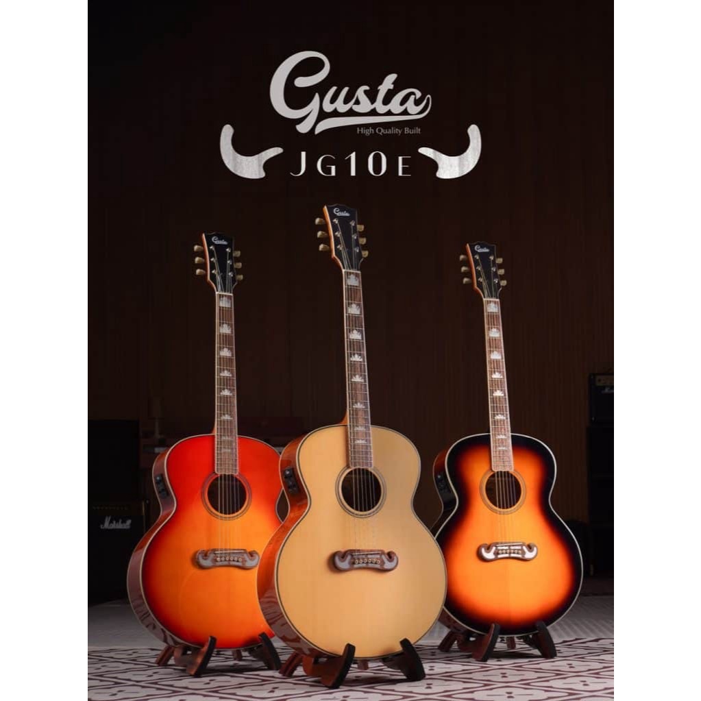 ลอGusta JG10 / JG10E II กีตาร์โปร่ง / กีตาร์โปร่งไฟฟ้า +ฟรี อุปกรณ์ครบชุด Music Arms
