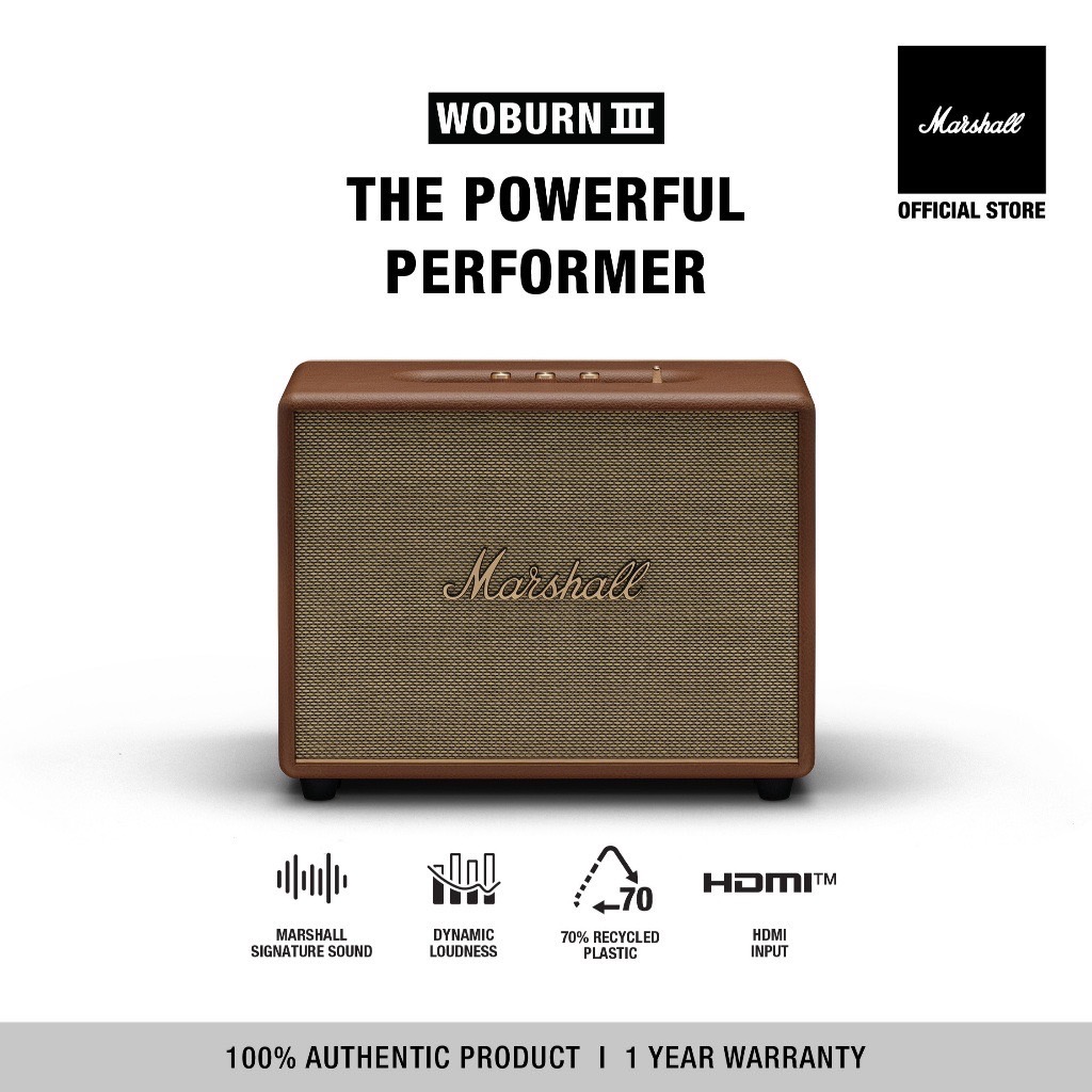 [NEW COLOUR] MARSHALL WOBURN III BROWN  - รับประกัน 1 ปี + ส่งฟรี - ลำโพง marshall ลำโพงบลูทูธ ลําโพง bluetooth