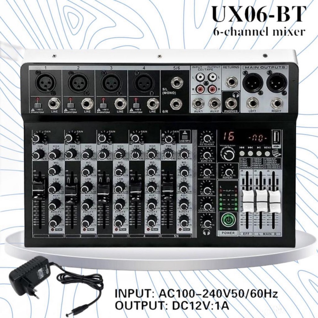 มิกเซอร์ เครื่องเสียง Bluetooth 4 / 6 / 8 ช่อง mixer เครื่องเสียง 16 DSP มิกเซอร์เอฟเฟค