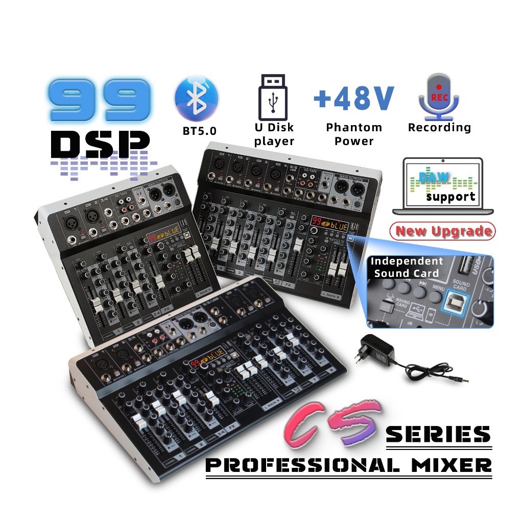 มิกเซอร์ เครื่องเสียง Bluetooth 4 / 6 / 8 ช่อง mixer เครื่องเสียง 16 DSP มิกเซอร์เอฟเฟค