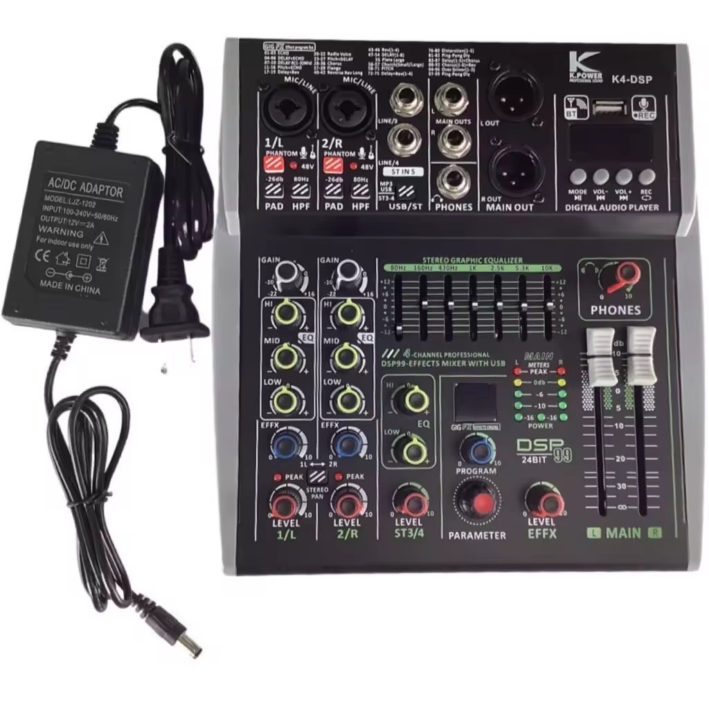 มิกเซอร์ A-one รุ่น a602dsp มีEQ บลูทูธ เอฟเฟคแท้ tnk autosound