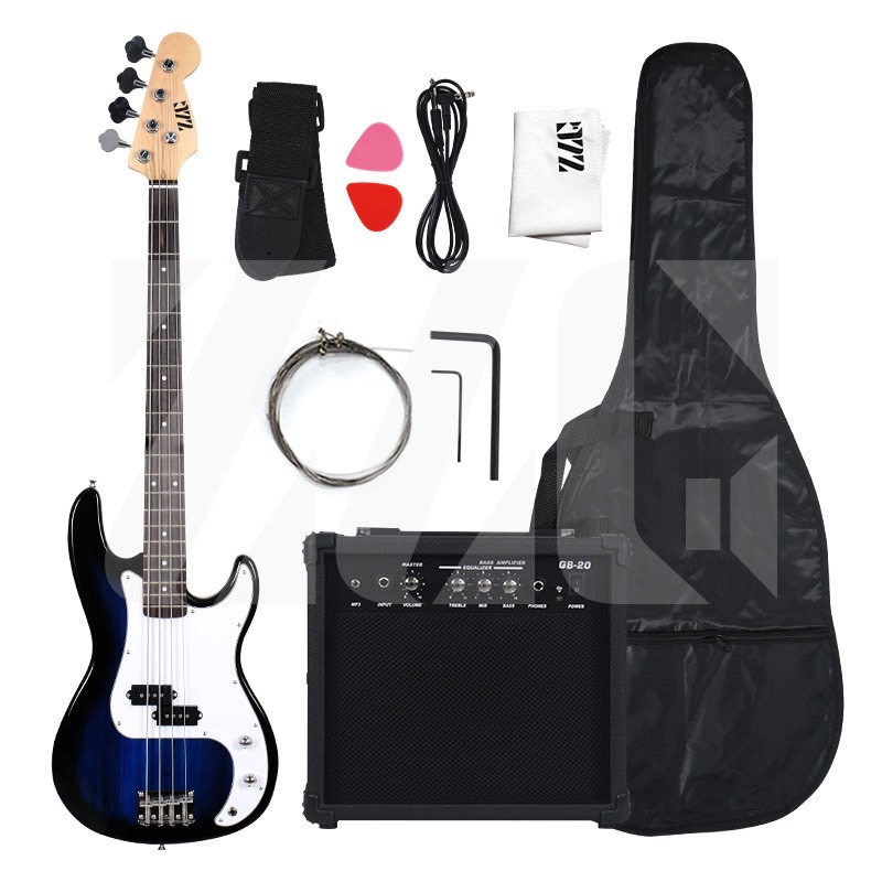 ZLG ชุดเบส 4 สาย เบสไฟฟ้า สีฟ้า Alnic 5 Pickup จัดส่งรวดเร็วelectric bass