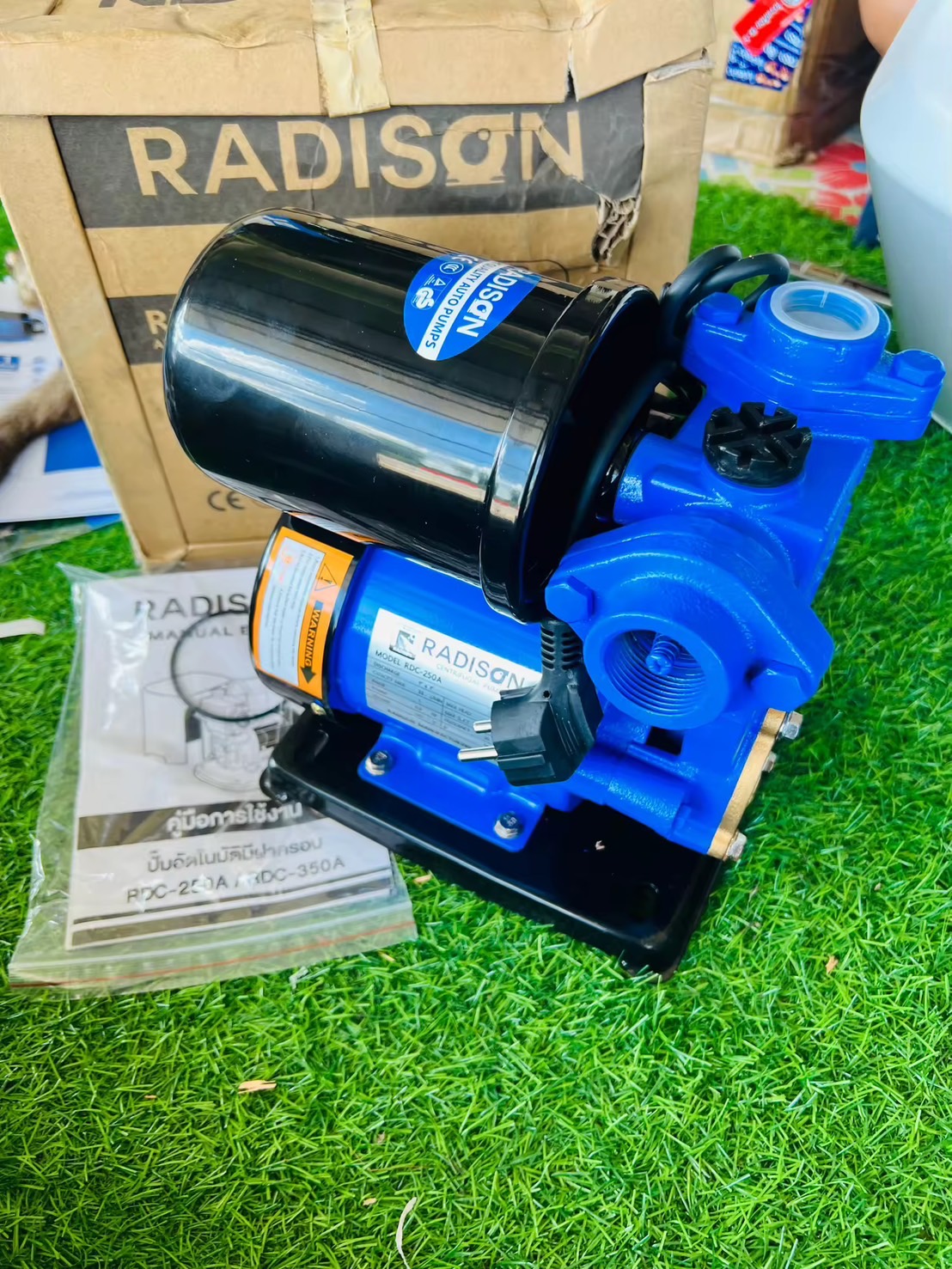 ปั๊มน้ำอัตโนมัติ 1นิ้ว 0.5แรง Radison RDC-250A ไม่มีฝาครอบ ปั๊มน้ำ ส่งสูง33เมตร ดูดลึก8เมตร ปั้มน้ำ