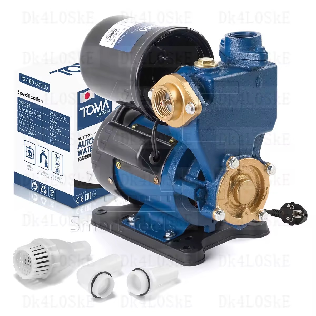 TOMA JAPAN ปั๊มน้ำออโต้ ปั๊มน้ำอัตโนมัติ ปั๊มน้ำ 750W รุ่นใหม่ PS-180 Gold ปั๊มเปลือย ปั๊มน้ำบ้าน ปั้มน้ำ ปั้มน้ำแรงดัน Automatic Water Pump แถมฟรี! ฟุตวาล์ว กะโหลกดูดน้ำ ข้อต่อท่องอ-ท่อตรง ครบชุด Supreme Edition