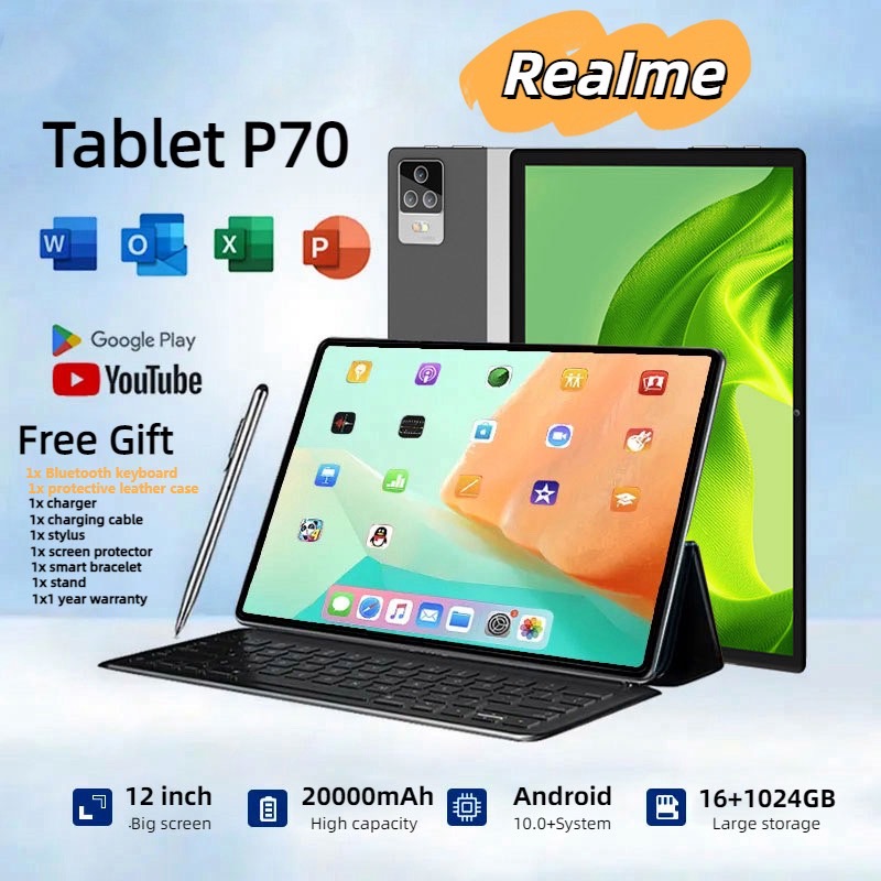 🔥Super Promotion🔥 Tab P70 Tablet 12 inches | 12GB RAM + 512GB ROM | Smart Tablet Android10 Wi-Fi + Dual SIM