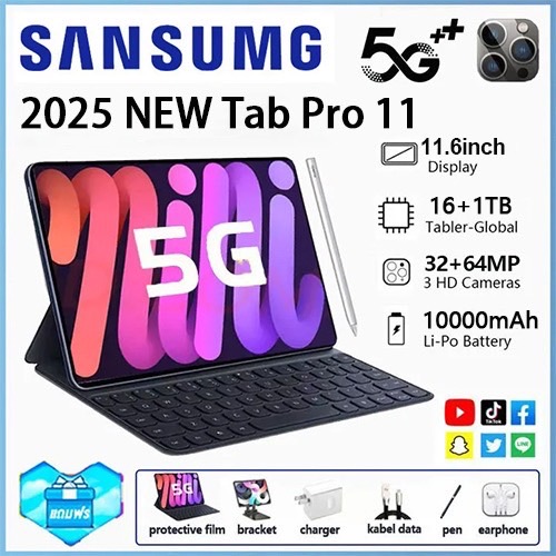 ซื้อ1 แถม 10🔥 2025 5G Tablet 12.1 นิ้ว 16GB+1TB Dual SIM 4G LTE WiFi 2.4/5G Android13.0 Play Games 4K Full HD ราคาถูกCOD