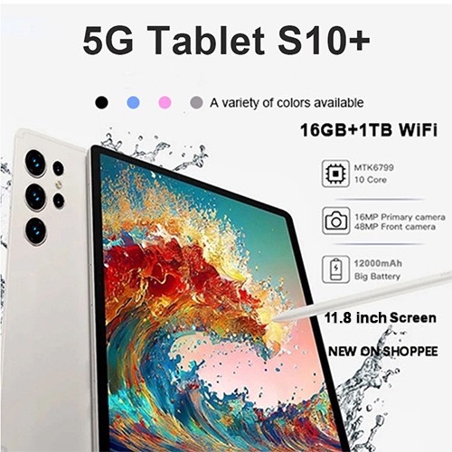OPP0🔥2025【ใหม่】แท็บเล็ต S10 หน้าจอใหญ่HDปี ขนาด 11.8นิ้ว16GB+ROM 1TB Dual SIM LTE WiFi 5G Tablet for work games watching