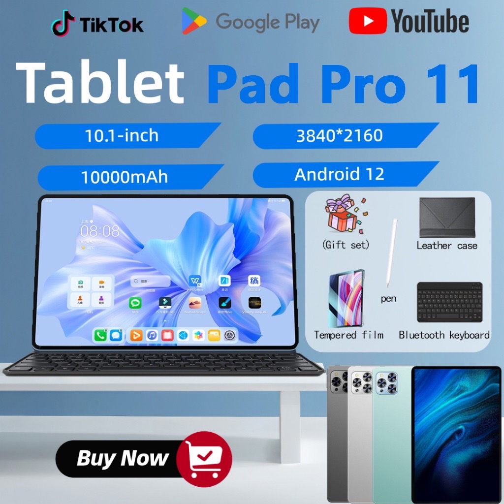 2025 NEW Tablet pad Pro11 10.1-inch HD แท็บเล็ต 16GB+1TB 10000mAh tab pc SIM card wifi/5G Android12 COD