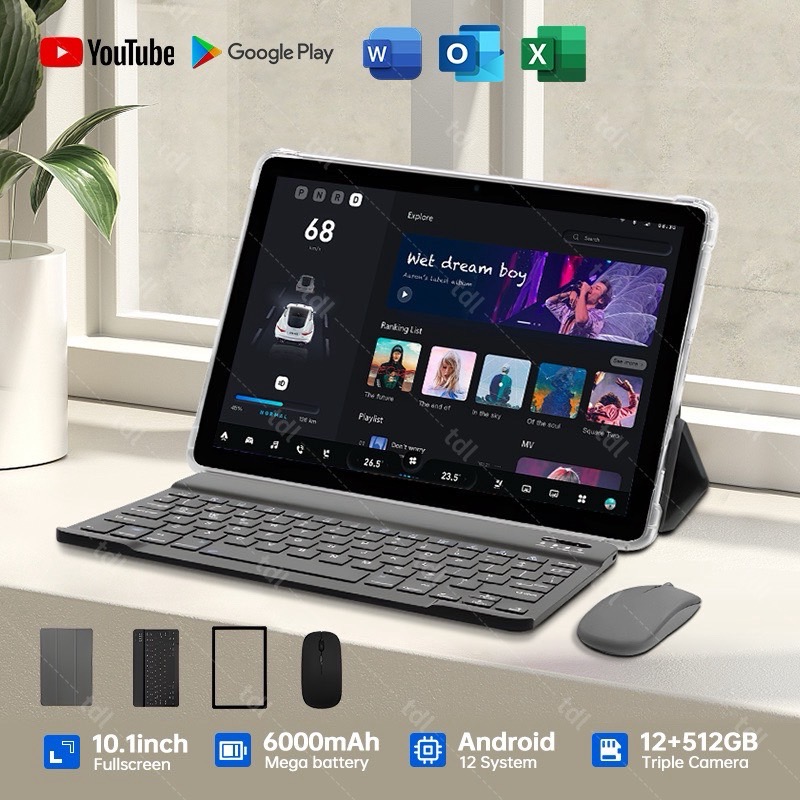 Tablet Androidmi 12.0 5G/Wi-Fi แท็บเล็ต 12GBRAM+512GBROM หน้าจอขนาด 10.1 นิ้ว พร้อมช่องใส่ซิมการ์ด แบตเตอรี่ 6000mA