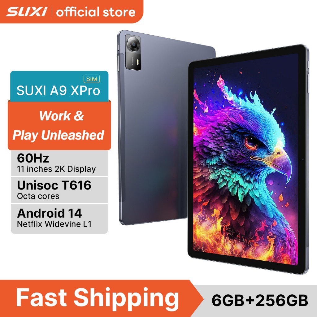 Suxi A9 XPro 14GB+256GB Tablet แท็บเล็ต Android 14.0 IPS 11 inch Unisoc T616 7000mAh Cod
