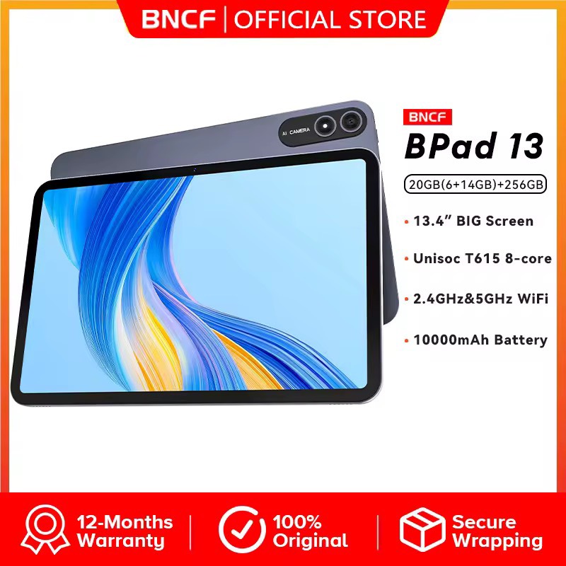 [New Release] BNCF Bpad 13 Tablet 13.4 inches Large Screen 20GB(6+14GB) RAM 256GB ROM T615 Octa-core 10000mAh Battery Android 15 WiFi Tablet