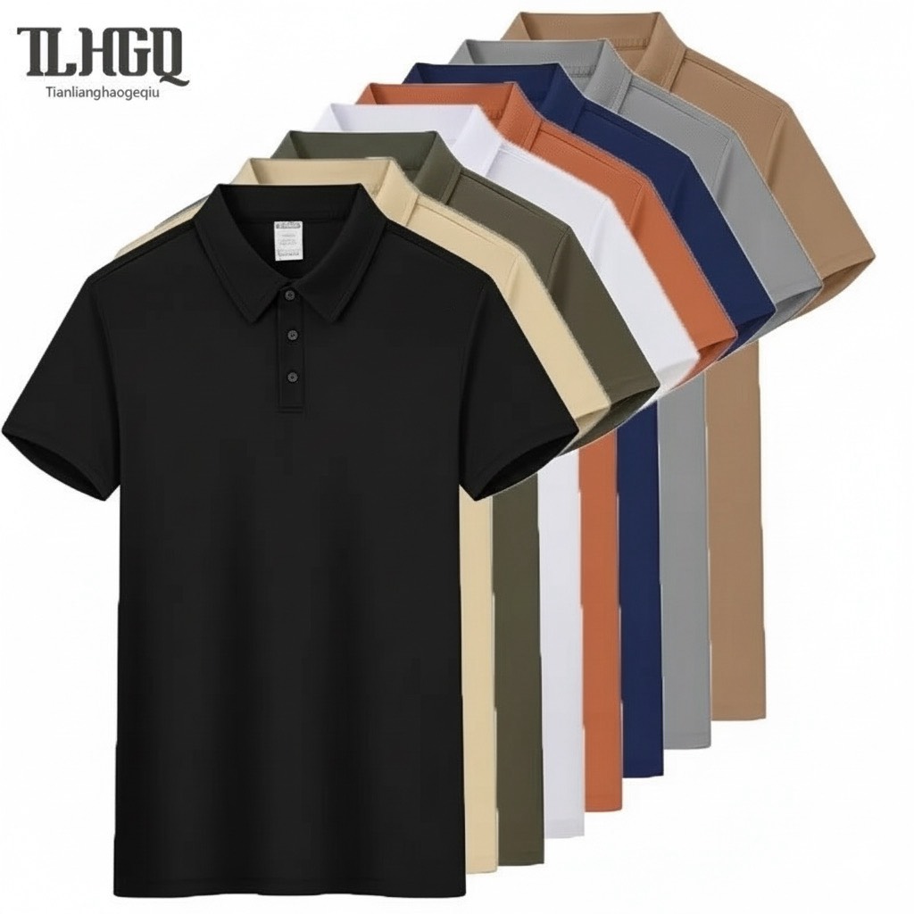 TLHGQ เสื้อโปโลผู้ชายสีทึบเสื้อยืดลําลองด้านบน casual quick drying