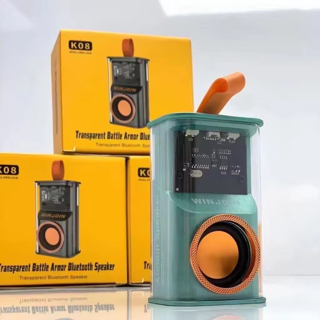 ลำโพงเมชา K07ลำโพงบลูทูธไร้สายโปร่งใส Cyberpunk Mini Audio Cyberpunk แบบพกพา3D เสียงแบบโปร่งใสซับวูฟเฟอร์ TWS ความคิดสร้างสรรค์ Speaker Bluetooth Kecil
