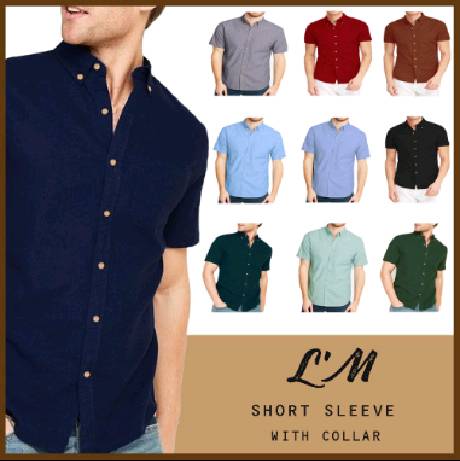 แขนสั้น 11 สี!!! เกาหลีฝุดๆ เสื้อเชิ้ตผู้ชาย เสื้อเชิ้ตคอปก แขนสั้น  L'M men's style