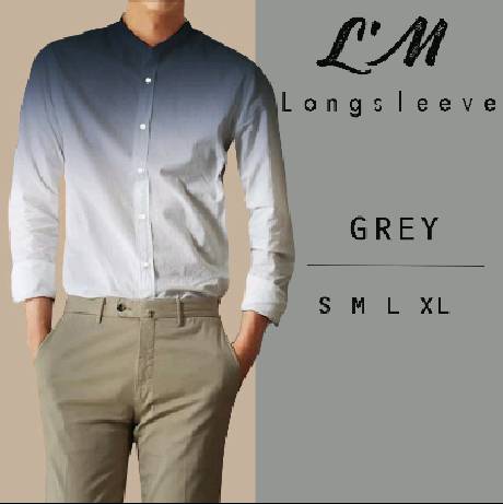 7สี!!! เกาหลีฝุดๆ เสื้อเชิ้ตผู้ชาย คอจีนแขนยาว ไล่สี L'M men's style