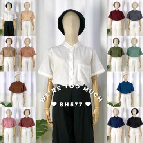 ‼️19 สี‼️SH577 เสื้อเชิ้ตคอจีน แขนสั้น ญ-ช ใส่ได้ อก 42” ยาว 27” ผ้าไหมอิตาลี นุ่ม พริ้ว ใส่สบาย ❤️รูปสินค้าจริง❤️